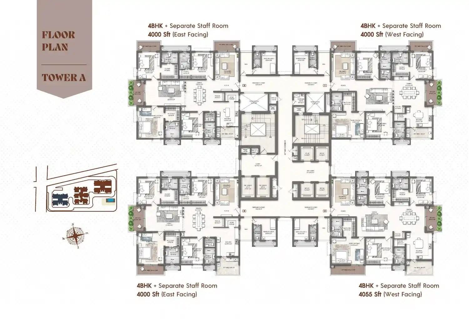 3 BHK floor plan at Adore Ananda